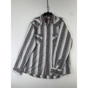 Southern Thread Shirt Mens 2XL Gray Striped Long Sleeve Western Pearl Snap